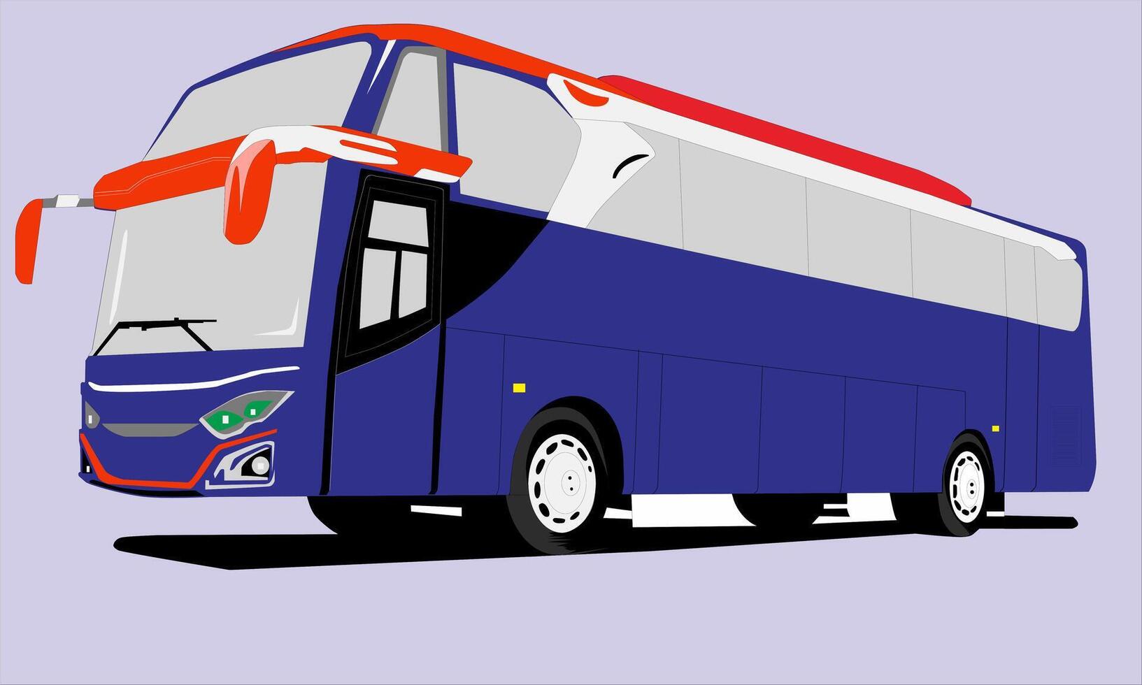 illustration av en blå och orange buss på en grå bakgrund vektor