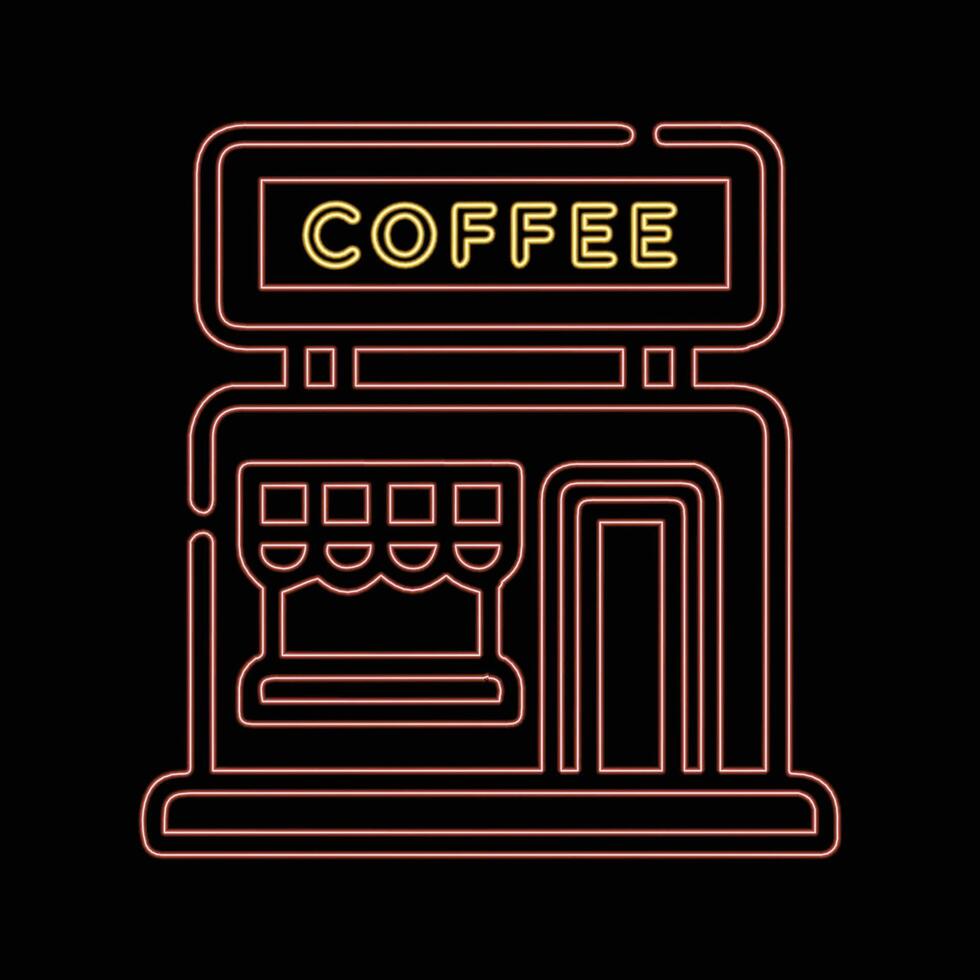 Gliederung Neon- Stil Kaffee Geschäft Symbol vektor