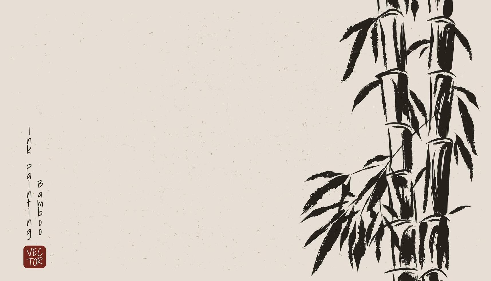 ein Aquarell schwarz Bambus Blätter Gemälde Hintergrund, traditionell asiatisch Kunst. Ideal zum Banner, Karten, und Dekorationen, Erfassen das Eleganz von Chinesisch und japanisch Kultur. vektor