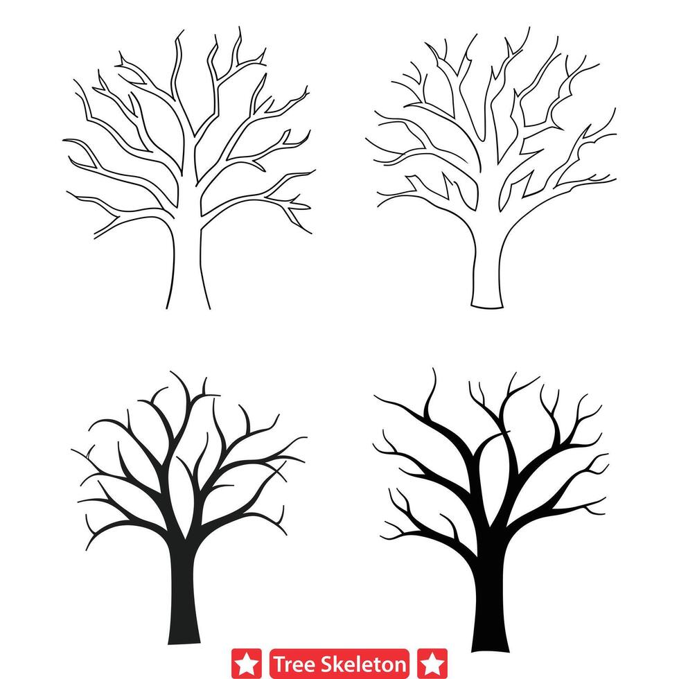 Wesen von Ruhe heiter Baum Skelett Sammlung vektor