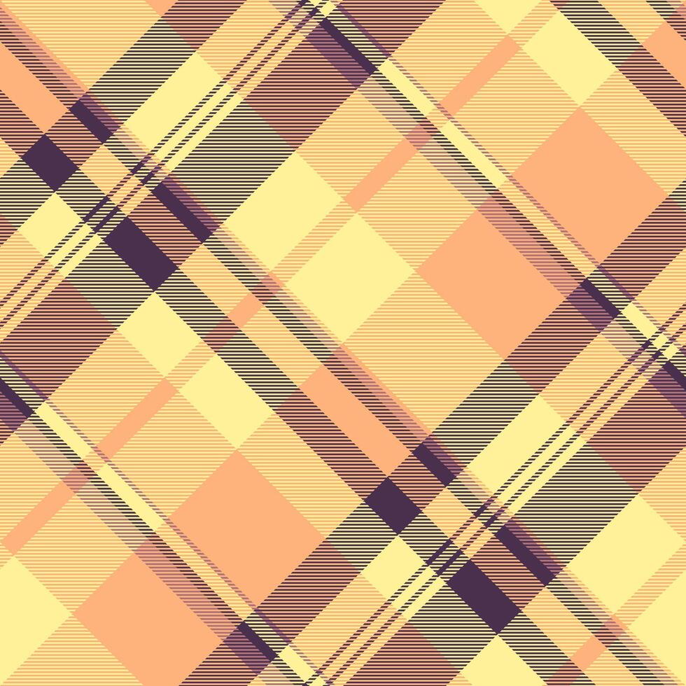 Rahmen Stoff überprüfen, Handel Plaid Tartan nahtlos. Aktualisierung Textil- Hintergrund Textur Muster im Gelb und Orange Farben. vektor