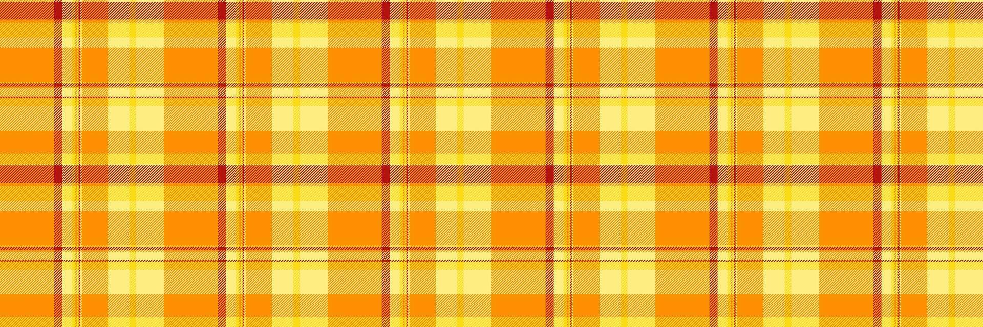 Paket Textil- Hintergrund Plaid, Satin- Textur Stoff nahtlos. wiederholen Tartan Muster prüfen im dunkel Orange und Gelb Farben. vektor