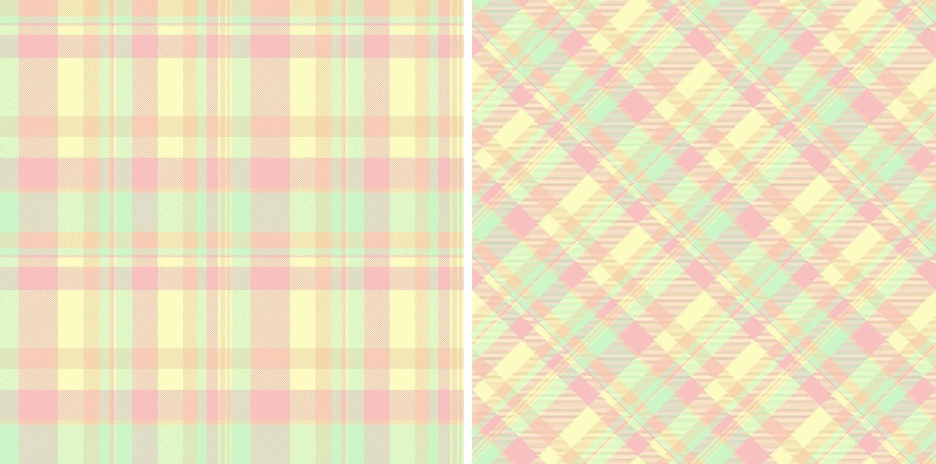 textil- textur mönster av tyg sömlös bakgrund med en kolla upp pläd tartan. uppsättning i Lycklig färger. färgrik abstrakt geometrisk rutig tapet. vektor