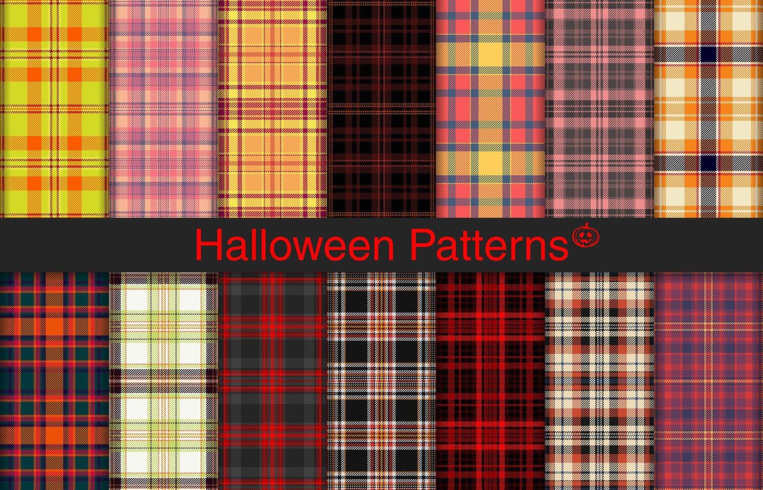 halloween pläd buntar, textil- design, rutig tyg mönster för skjorta, klänning, kostym, omslag papper skriva ut, inbjudan och gåva kort. vektor
