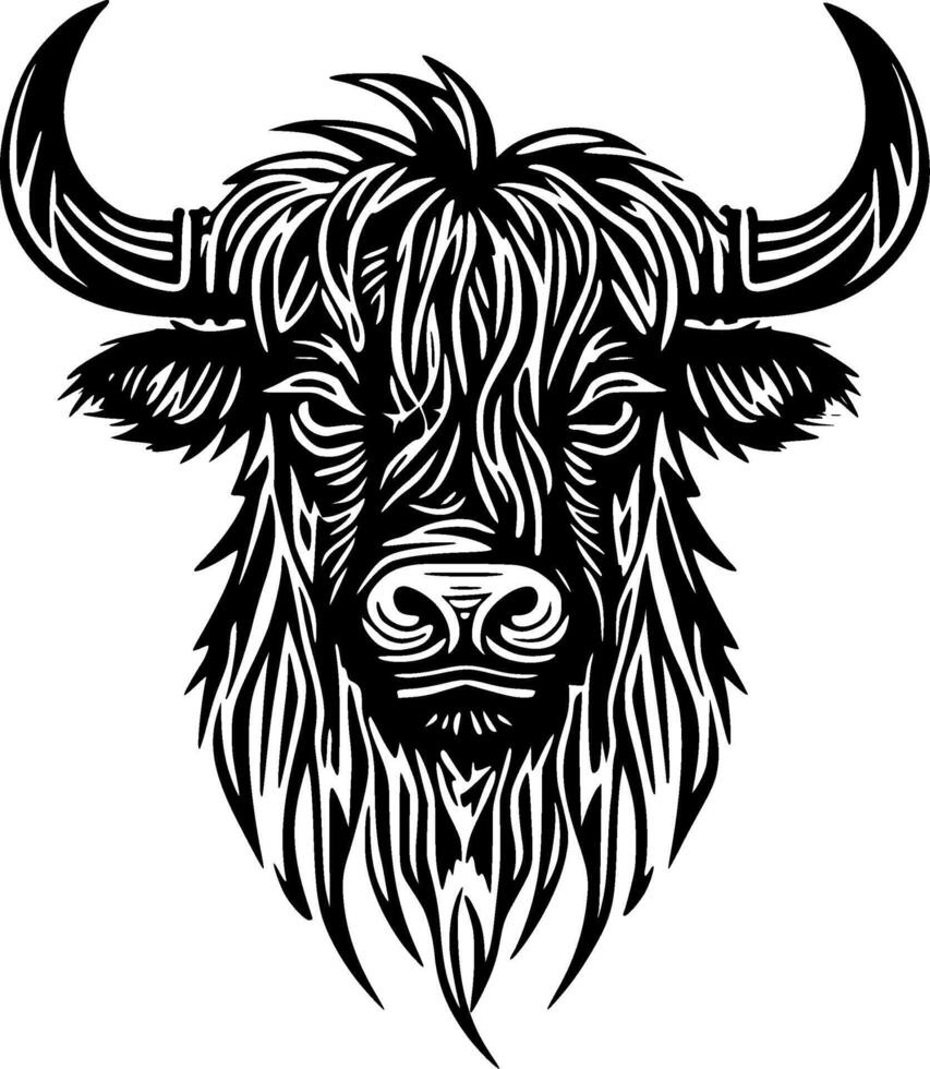 Hochland Kuh - - minimalistisch und eben Logo - - Illustration vektor