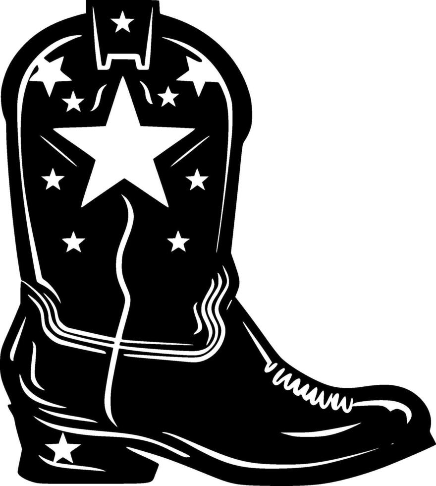 cowboy känga - svart och vit isolerat ikon - illustration vektor