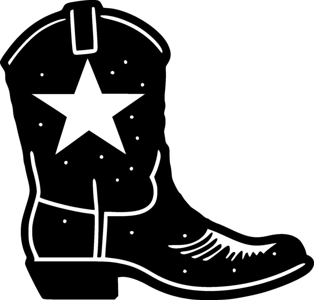 Cowboy Stiefel, schwarz und Weiß Illustration vektor