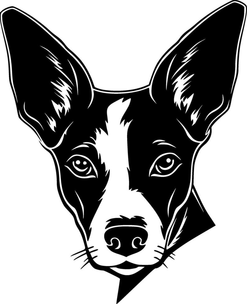 basenji - svart och vit isolerat ikon - illustration vektor