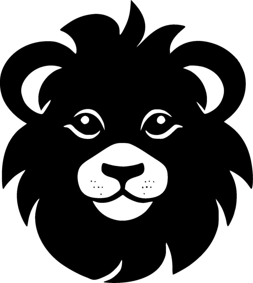 Löwe Baby - - schwarz und Weiß isoliert Symbol - - Illustration vektor