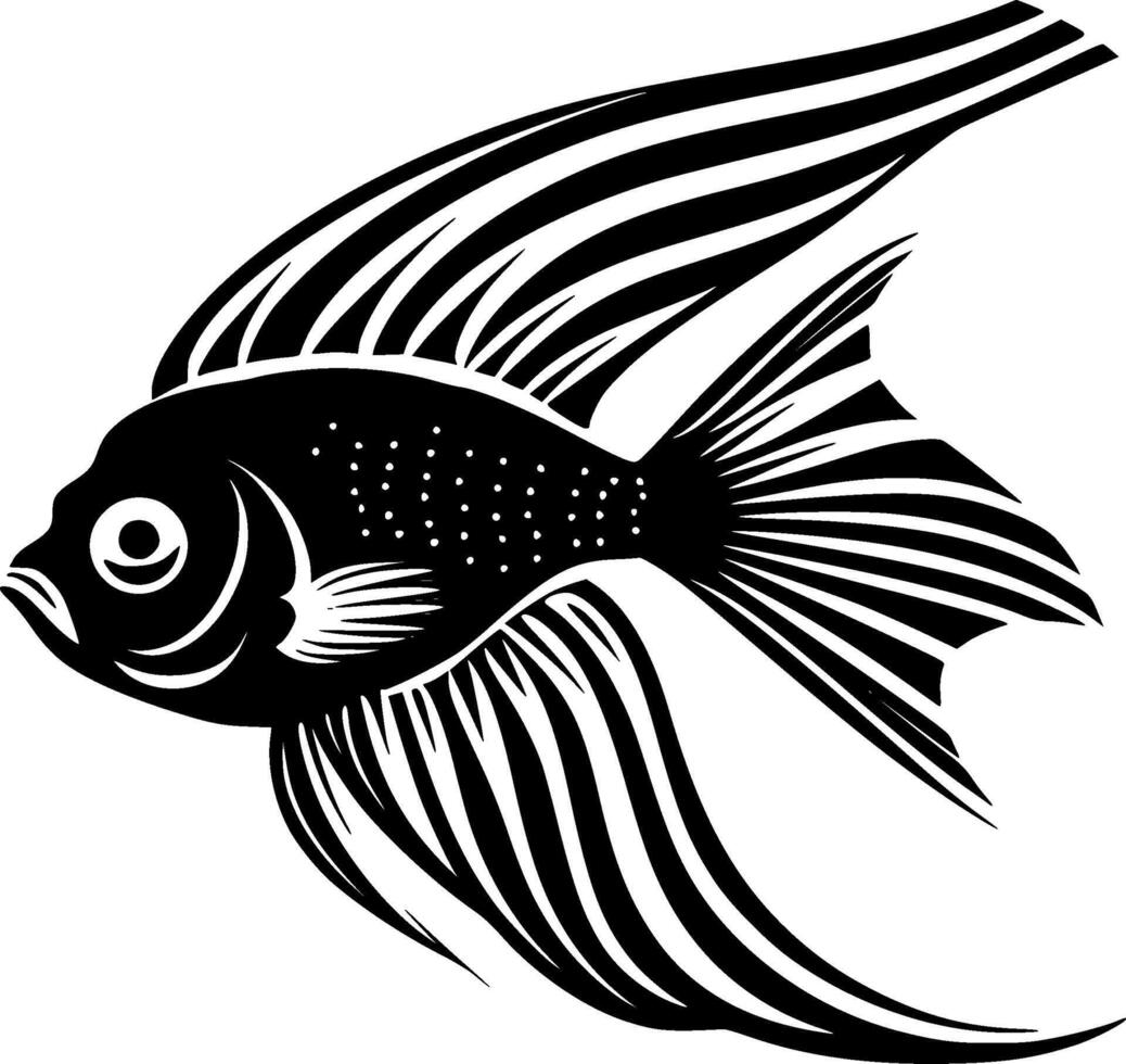 angelfish, svart och vit illustration vektor