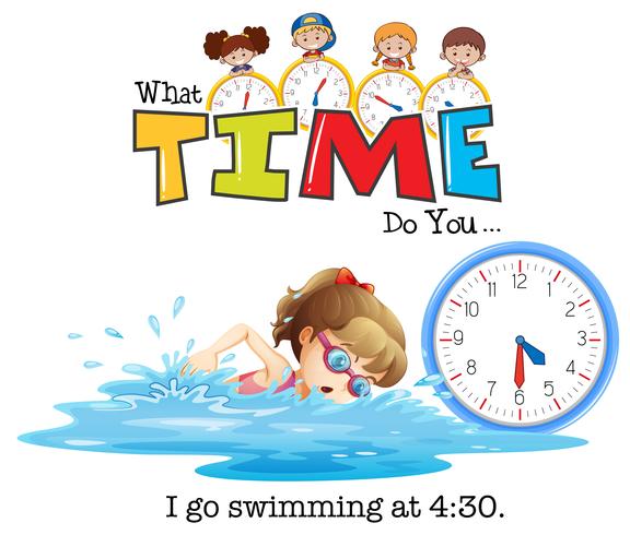 Ein Mädchen schwimmt um 4:30 Uhr vektor