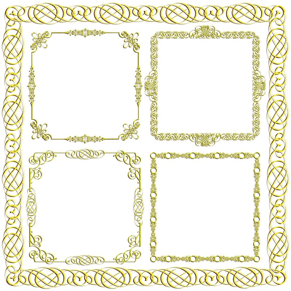 dekorativa ramar i guld vektor