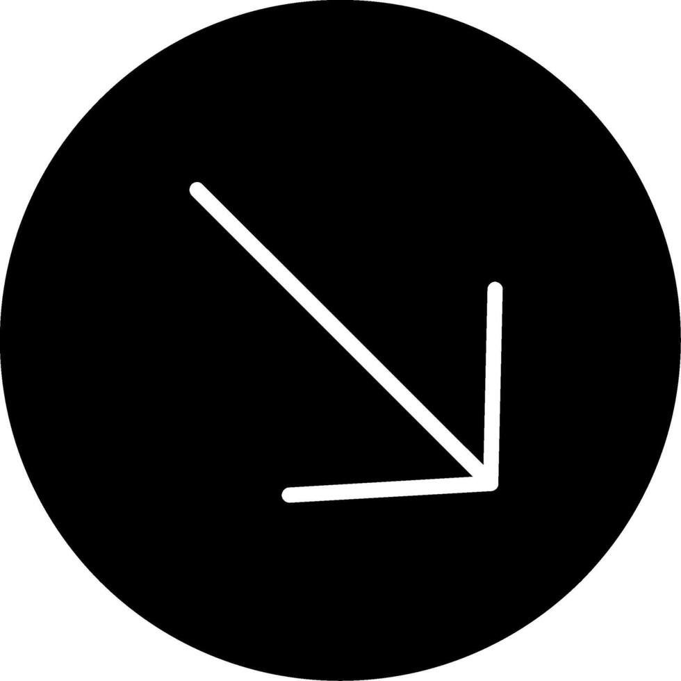 Glyph-Symbol mit Pfeil nach unten rechts vektor