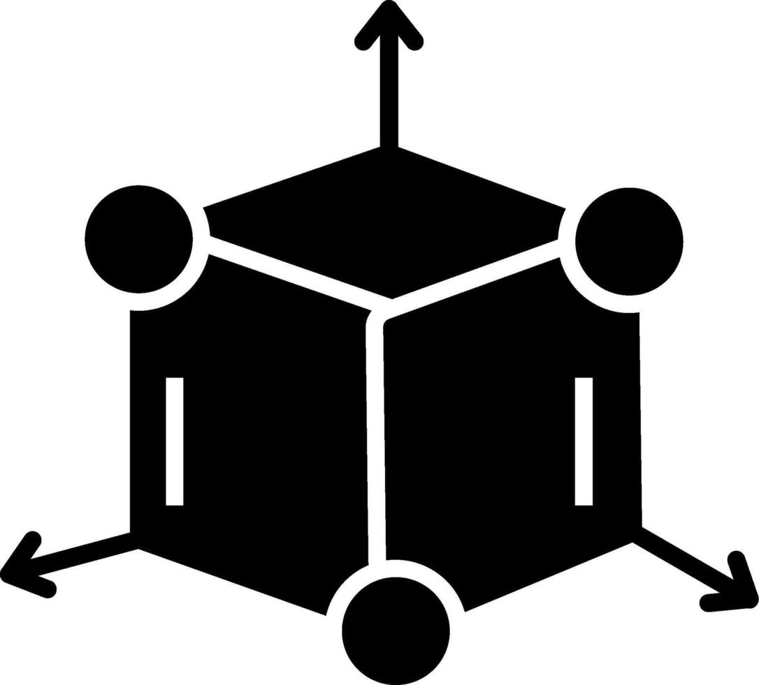 Symbol für 3D-Modellierungsglyphe vektor