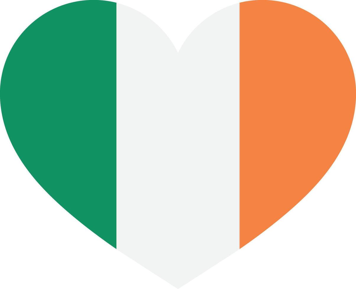 Irland Herz Flagge . irisch Flagge im Herz gestalten . Irland Liebe Symbol . Irland Flagge vektor