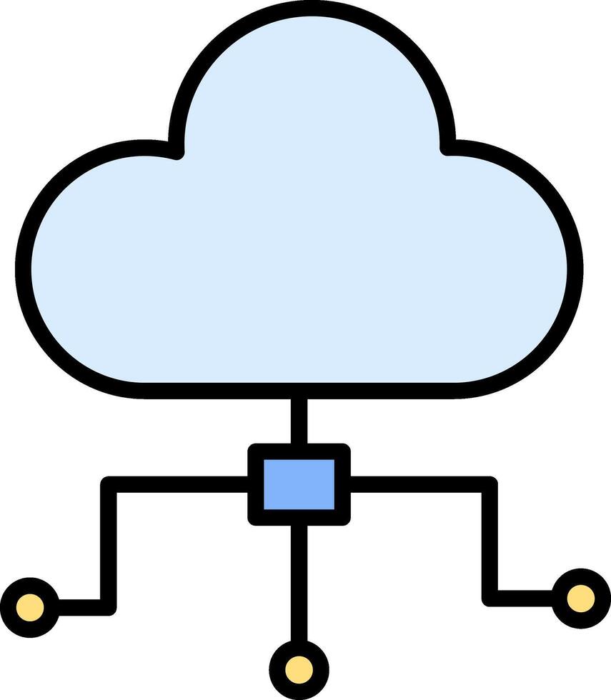 Cloud-Computing-Linie gefülltes Symbol vektor