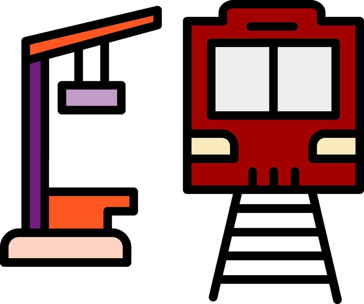 tåg station linje fylld ikon vektor