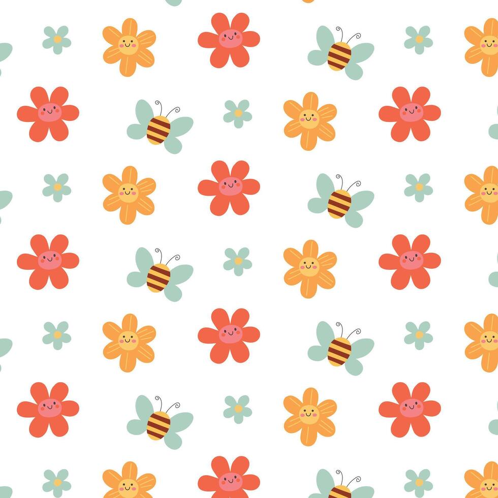 Frühling Blumen- nahtlos Muster auf Weiß. vektor