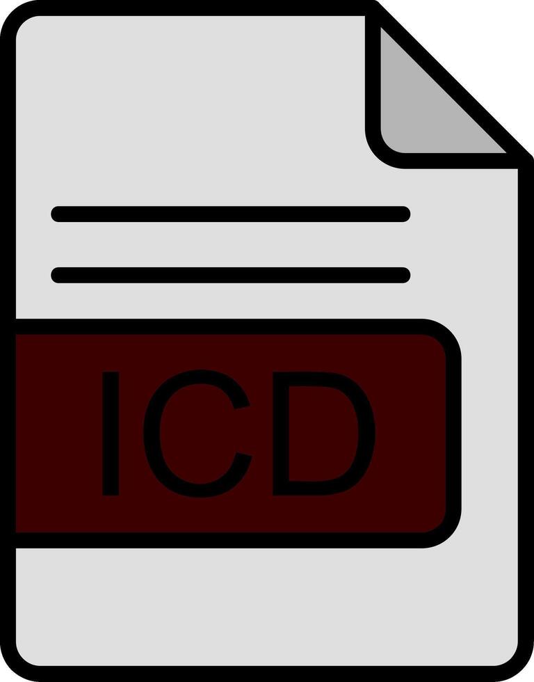 icd Datei Format Linie gefüllt Symbol vektor