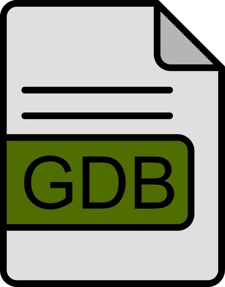 gdb fil formatera linje fylld ikon vektor