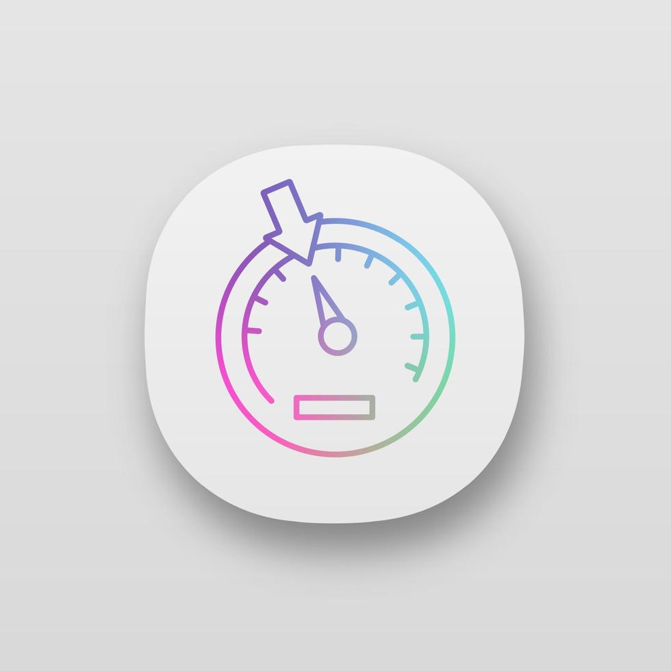 Tachometer-App-Symbol. Armaturenbrett. Instrumententafel des Autos. ui ux-Benutzeroberfläche. Web- oder mobile Anwendung. isolierte Vektorgrafik vektor