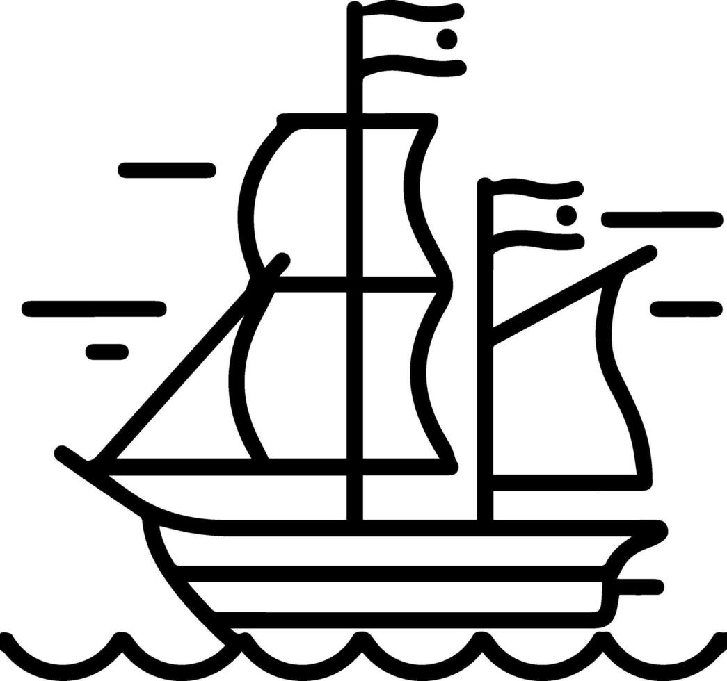 Segelboot Linie Bilder Symbol Stil vektor