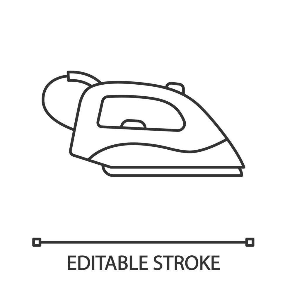 ångstrykjärn linjär ikon. tunn linje illustration. hushållsapparat. kontur symbol. vektor isolerade konturritning. redigerbar linje