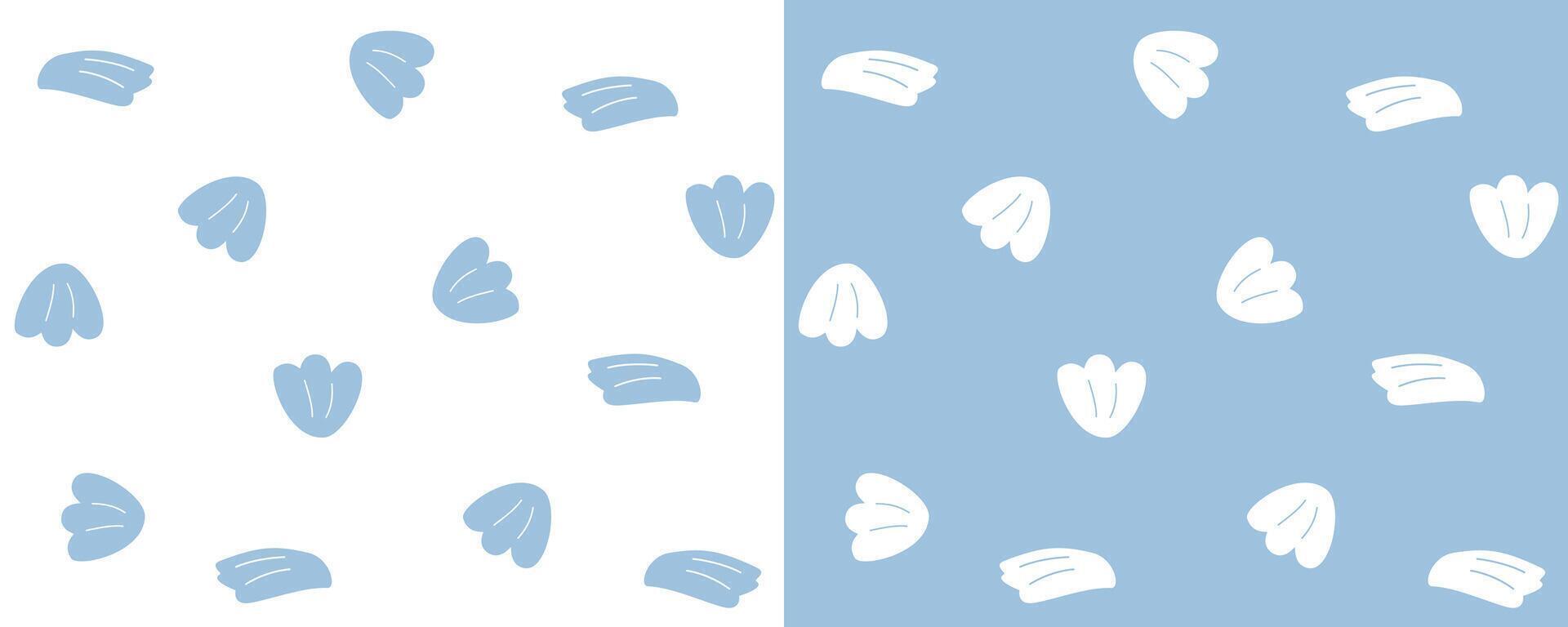 modern mönster med blå snäckskal på en vit bakgrund för skriva ut, webb. hav botten. sömlös bakgrund. vektor
