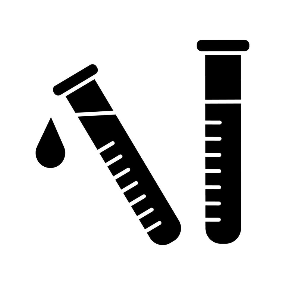 Symbol für Labortest-Glyphe. Labordiagnostik. chemische Forschung. Reagenzgläser. wissenschaftliches Labor. Silhouette-Symbol. negativen Raum. isolierte Vektorgrafik vektor