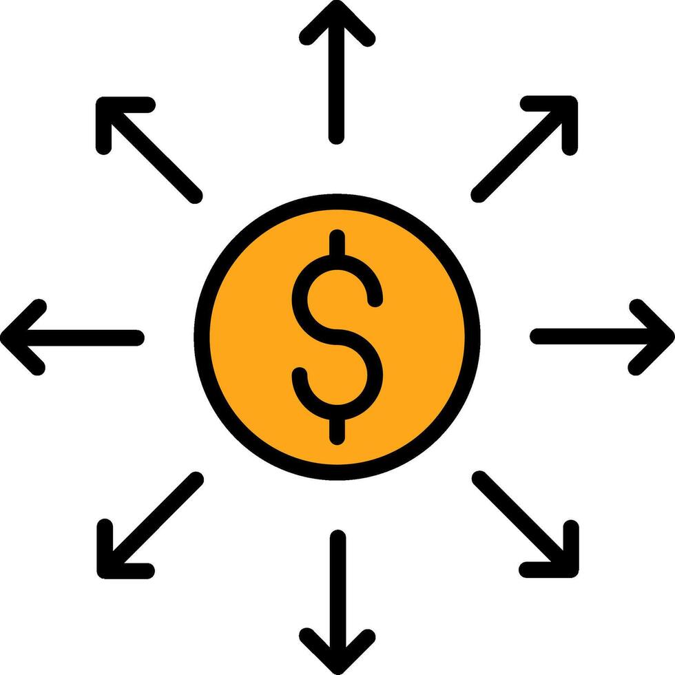 Dollar Netzwerk Linie gefüllt Symbol vektor