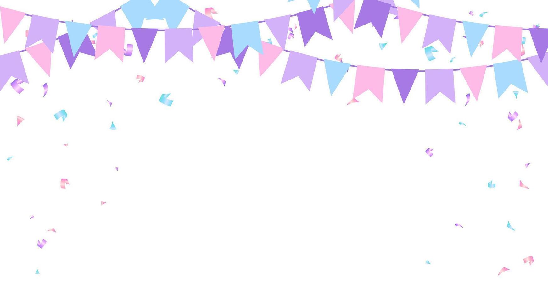 Banner mit Girlande von Flaggen und Konfetti zum Urlaub, Party, Geburtstag, Karneval, Festival Illustration vektor