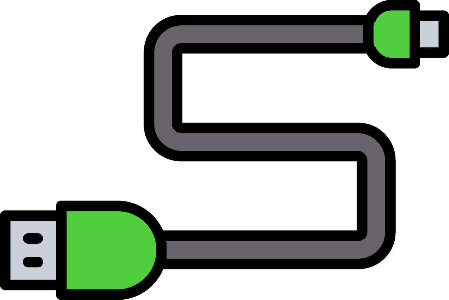 USB Kabel Linie gefüllt Symbol vektor