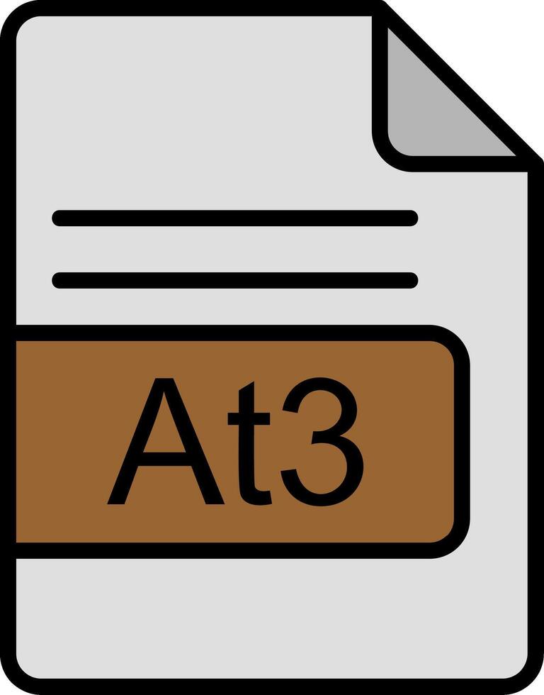 um 3 Datei Format Linie gefüllt Symbol vektor