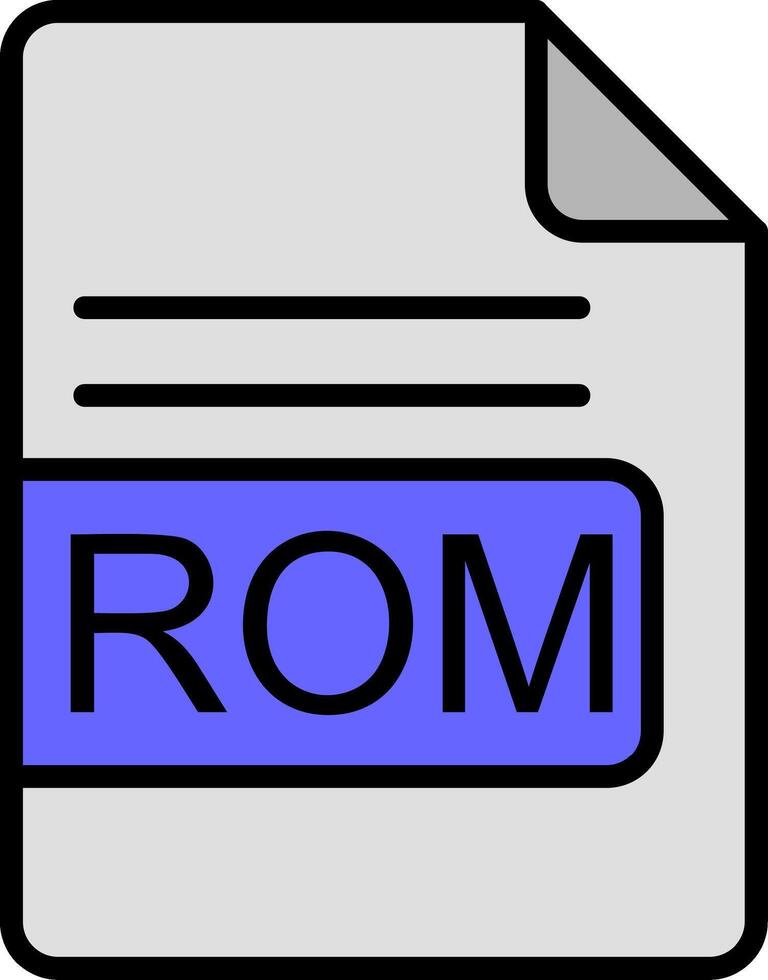 Rom Datei Format Linie gefüllt Symbol vektor