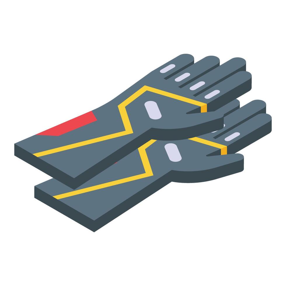 Kart fahren Sport Handschuhe Symbol isometrisch . Rennen Ausrüstung vektor