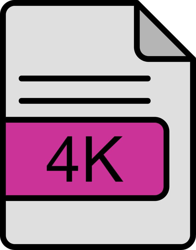 4k Datei Format Linie gefüllt Symbol vektor