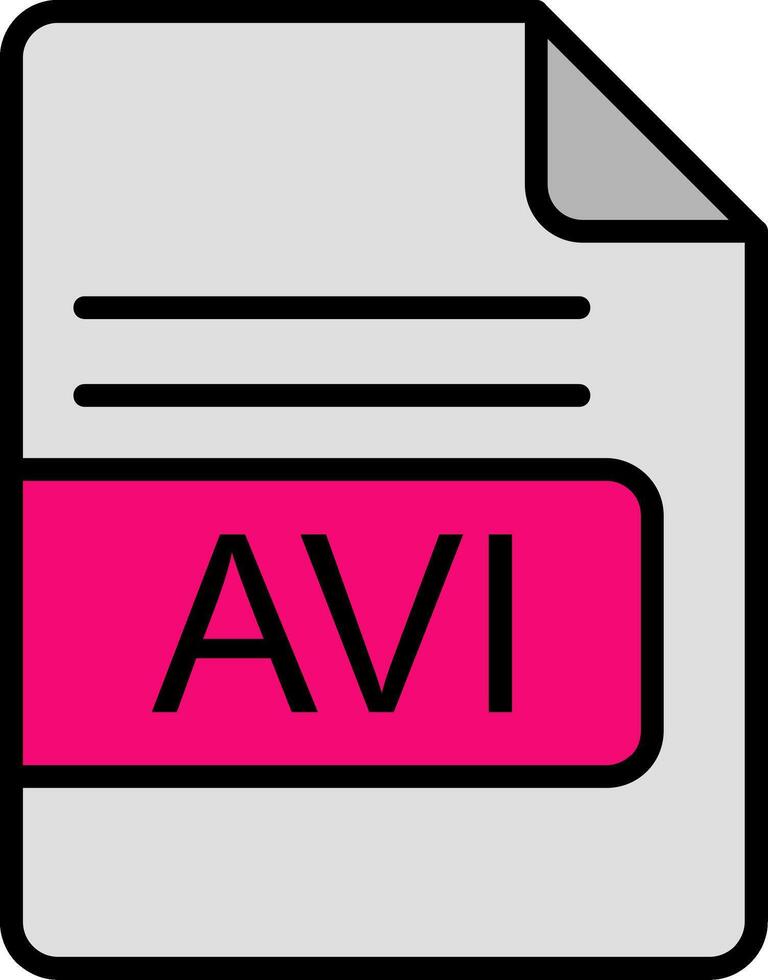 avi Datei Format Linie gefüllt Symbol vektor