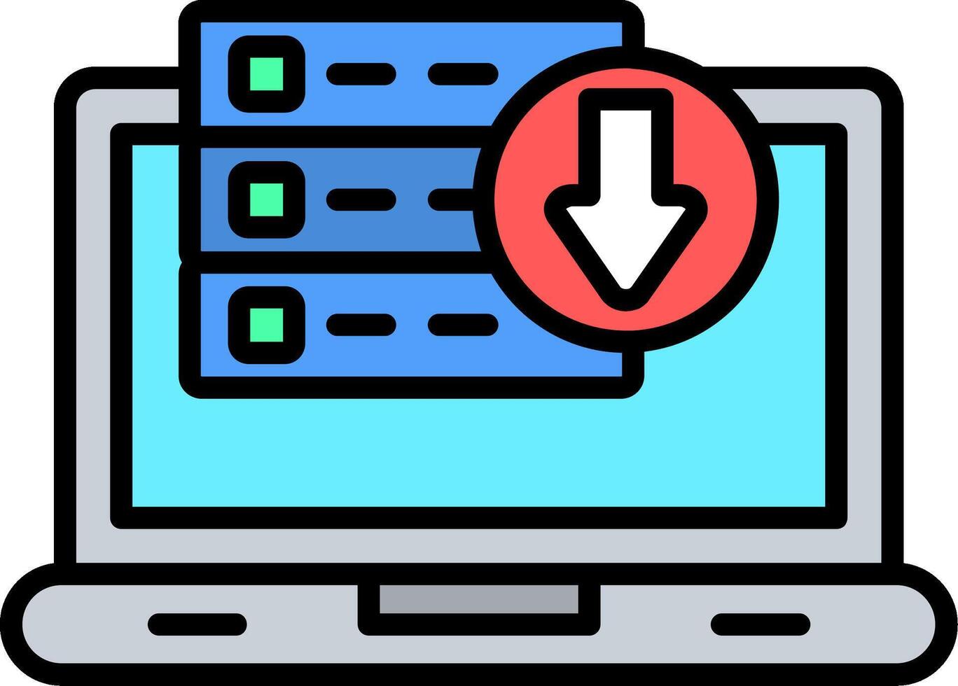 laddar ner data linje fylld ikon vektor