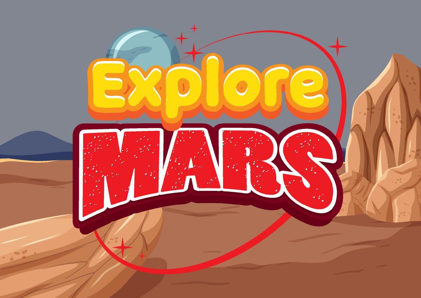 Erforsche das Mars-Cartoon-Plakat vektor