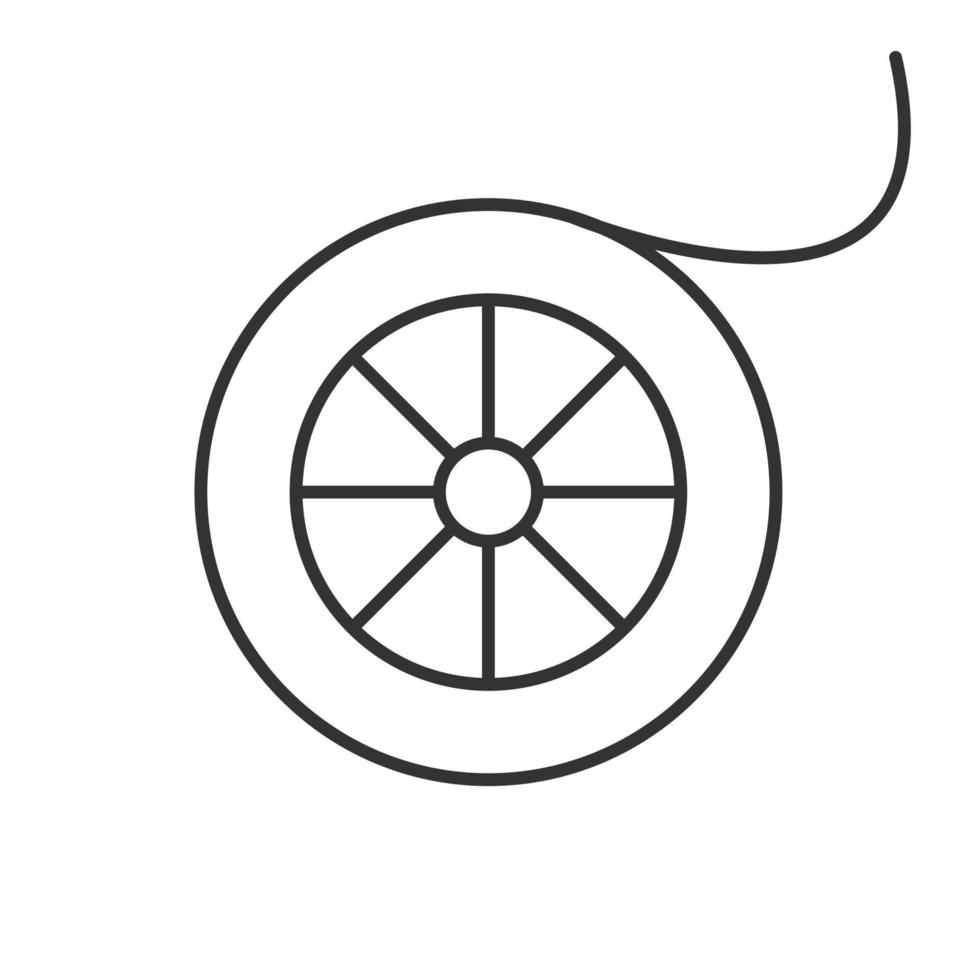 linjär linjär ikon för fiskelina. tunn linje illustration. sportfiskeutrustning. kontur symbol. vektor isolerade konturritning