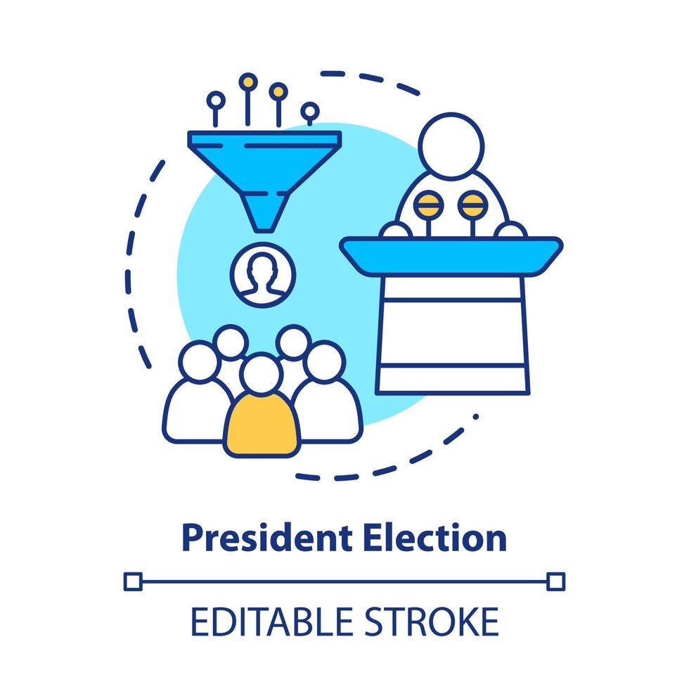 president val koncept ikon. offentligt tal idé tunn linje illustration. att välja statschef. nationell valdag, val av ny landsledare. vektor isolerade konturritning. redigerbar linje