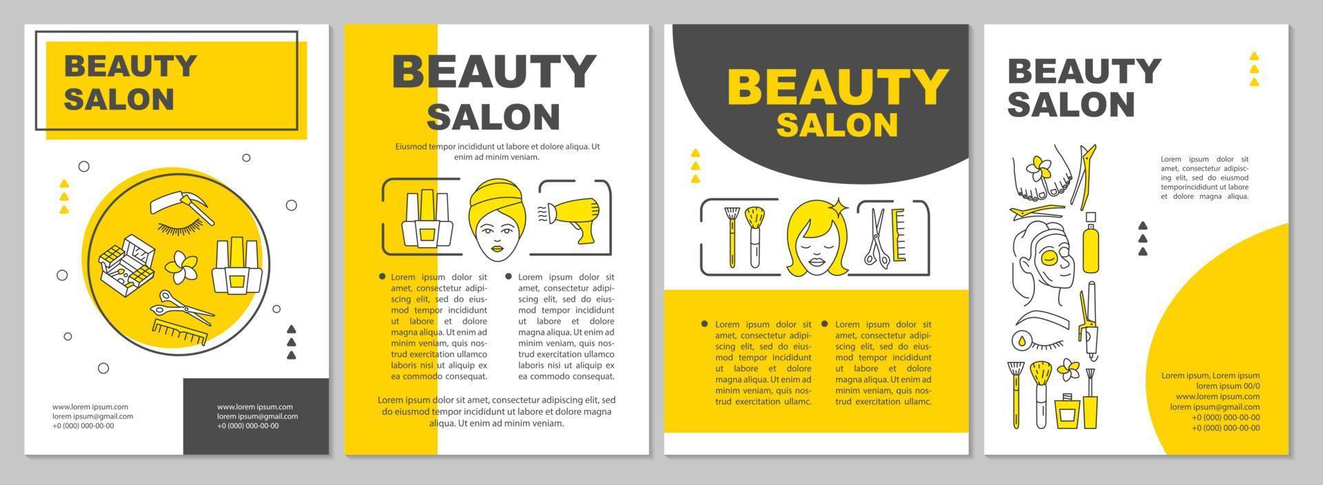 Schönheitssalon Broschüre Vorlagenlayout. Kosmetikverfahren, Spa. Flyer, Broschüre, Broschürendruckdesign mit linearen Illustrationen. Vektorseitenlayout für Zeitschriften, Geschäftsberichte, Werbeplakate vektor