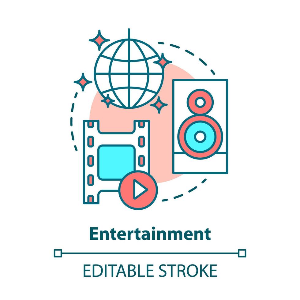 underhållning koncept ikon. massmedia företag idé tunn linje illustration. nöjesbranschen. fritid och tidsfördriv. nöjesindustrin. vektor isolerade konturritning. redigerbar linje