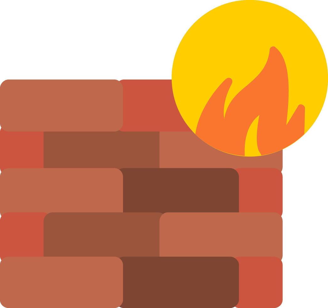 brandvägg platt ikon vektor