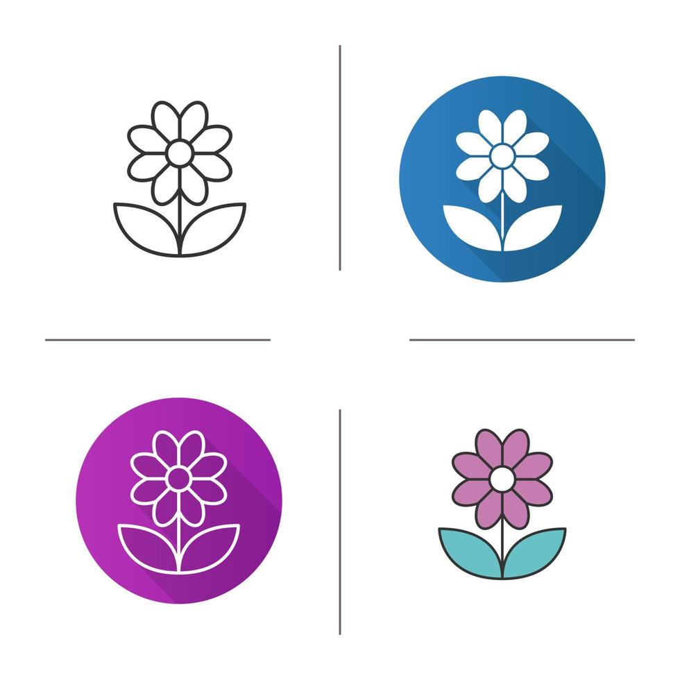 Kamille-Symbol. flaches Design, lineare und Farbstile. Blume. isolierte vektorillustrationen vektor