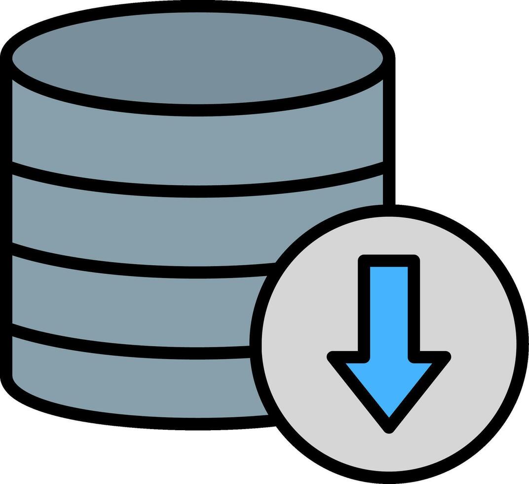 Datenbank herunterladen Linie gefüllt Symbol vektor