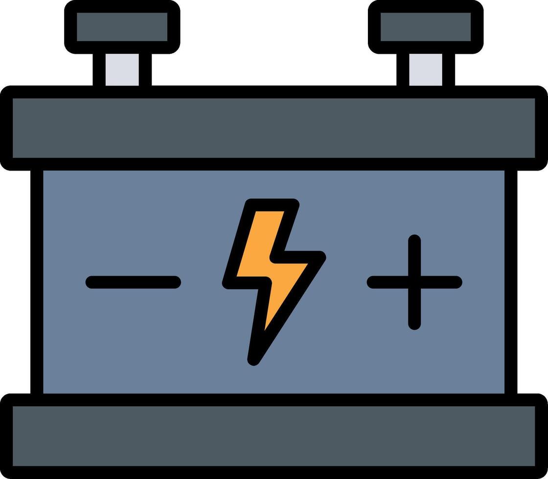 Auto Batterie Linie gefüllt Symbol vektor