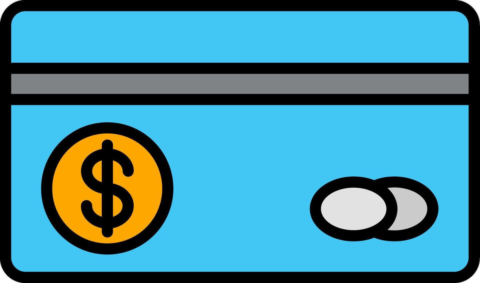 Symbol für gefüllte Kreditkartenzeile vektor