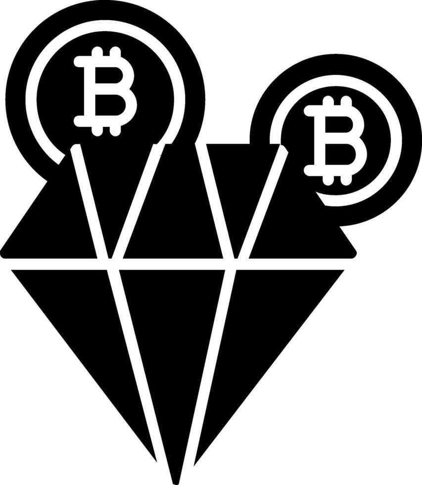 bitcoin diamant glyf ikon vektor