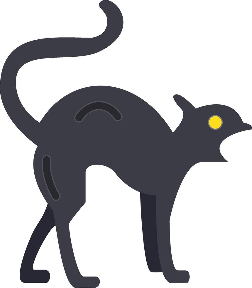 svart katt platt ikon vektor